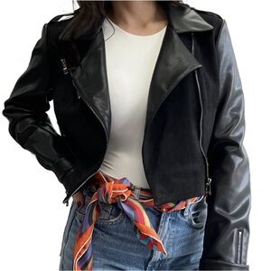 LA Coalition Vegan Leather Suede Moto Jacket Size Small